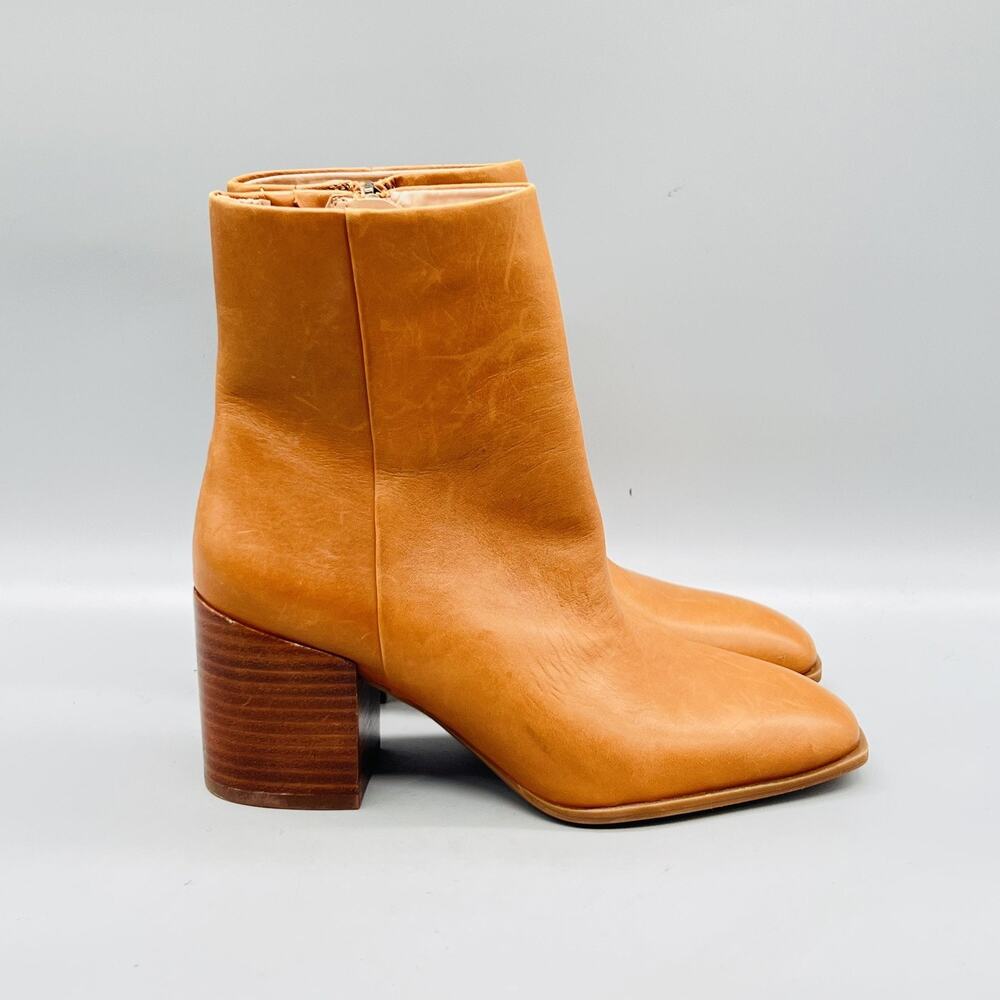 Nordstrom Boots Womens 5.5 Brown Leather Novanna-Lea Ankle Block Heel Shoes